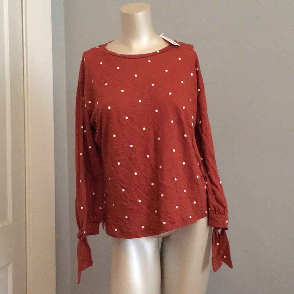 Sundry polka dot long sleeve tee‎ in rust